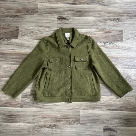 Joie Jackets & Blazers - Joie Olive Green Wool Blend Boiled Wool Shacket Jacket Size XL
